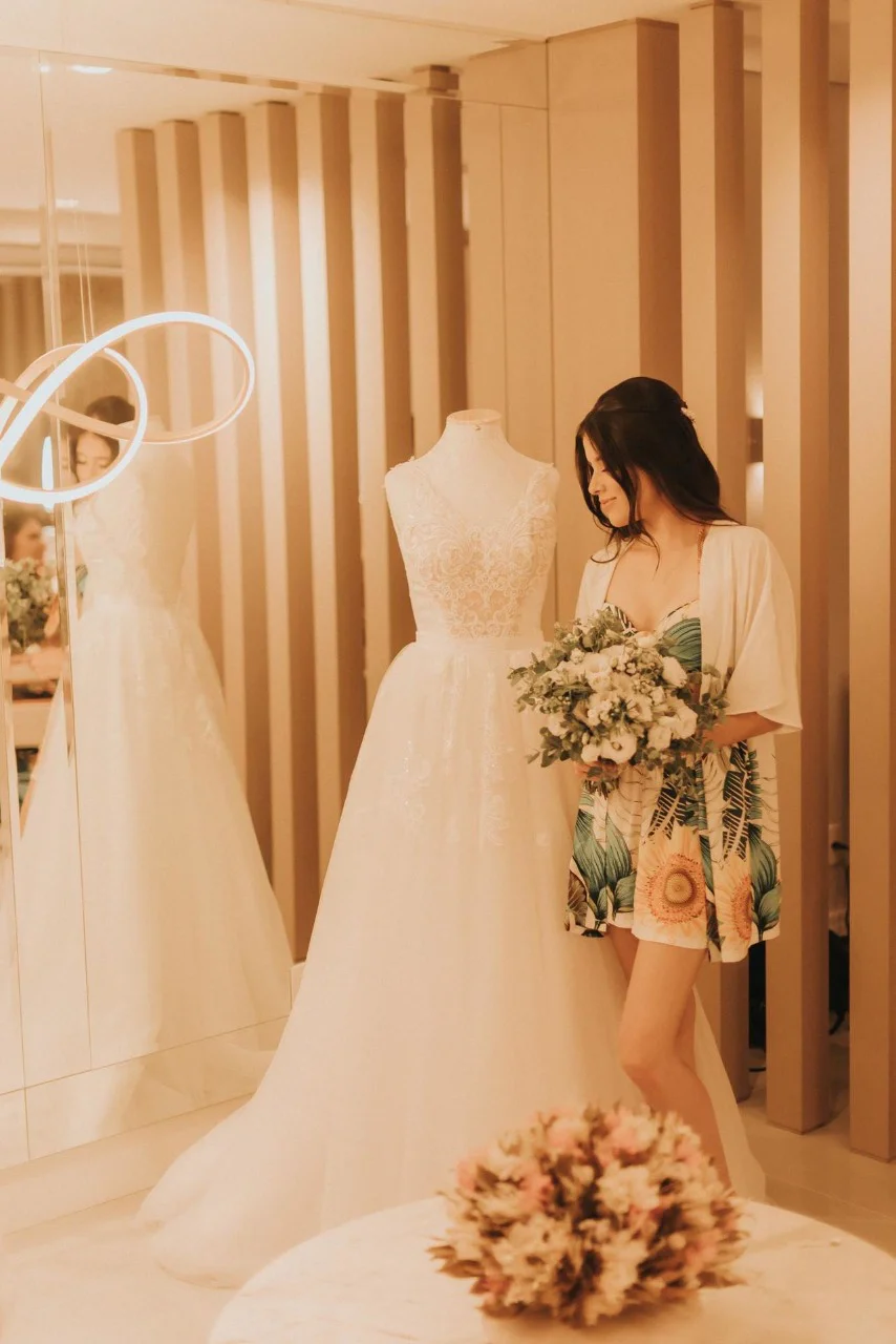 making-of da noiva foto com vestido