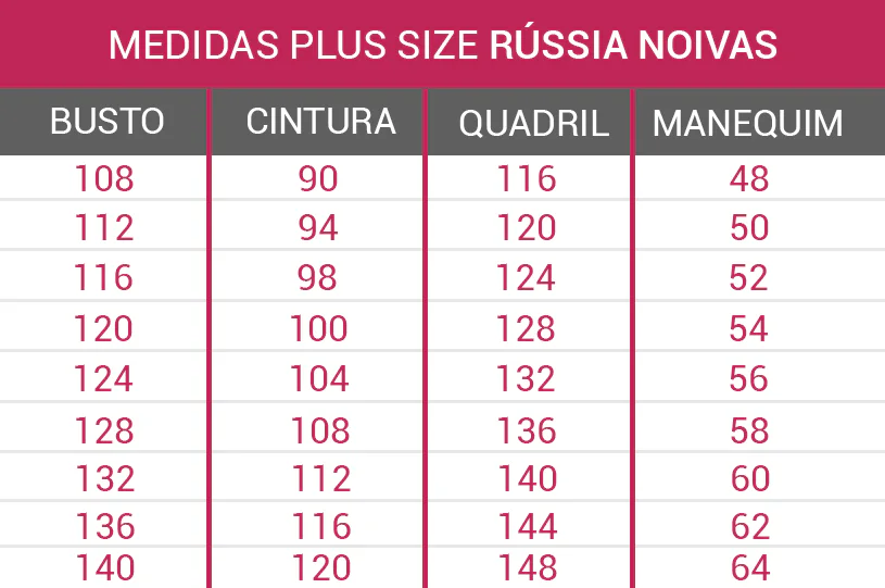 medidas vestidos de noiva plus size rússia noivas