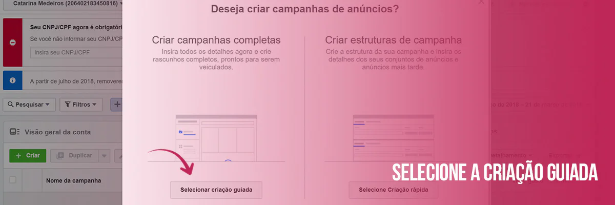 Criação guiada facebook ads