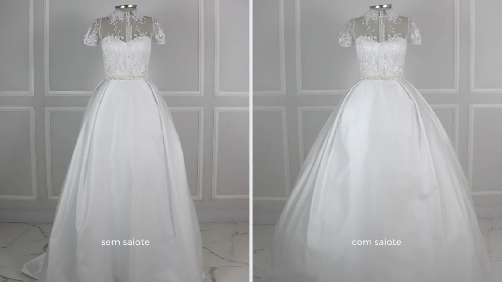 diferença saiote armação vestido de noiva