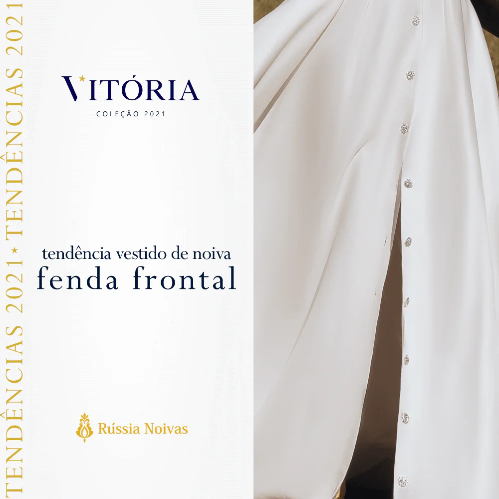 vestido de noiva tendencia fenda frontal