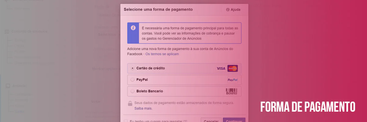 forma de pagamento no facebook