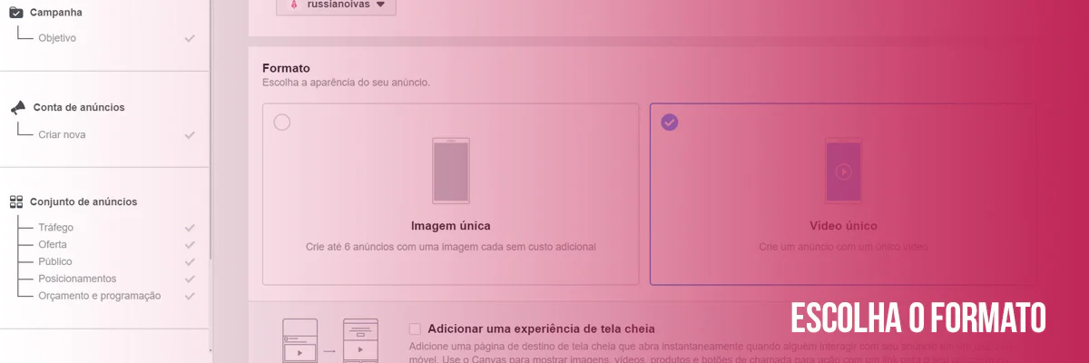 Formato do anúncio