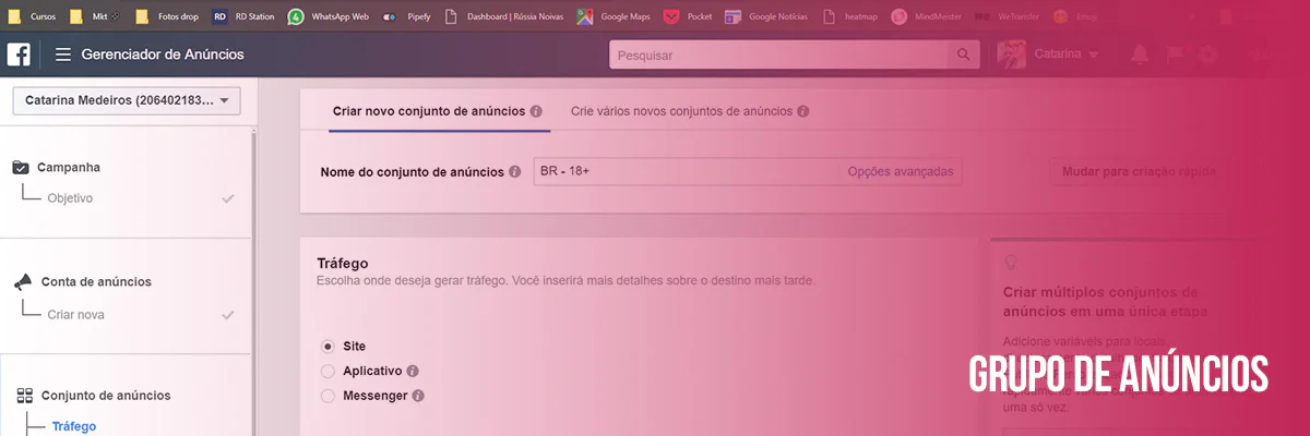 Grupo de anúncios facebook