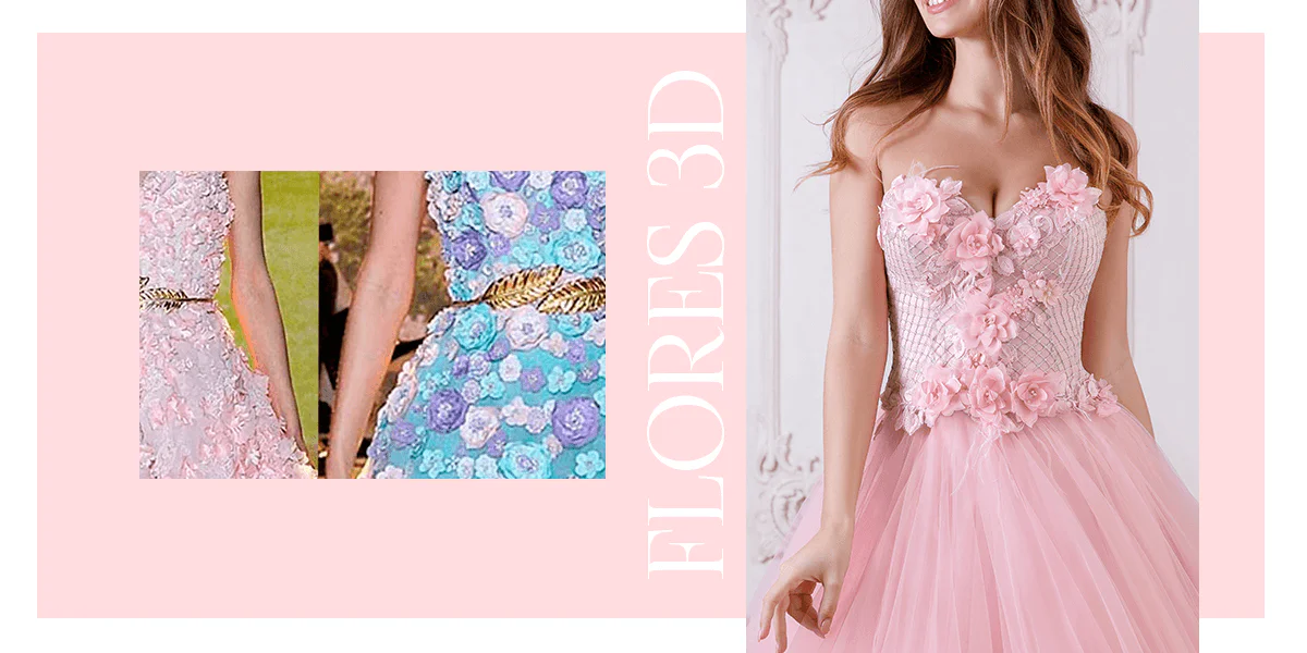 Vestidos de noiva flores 3D