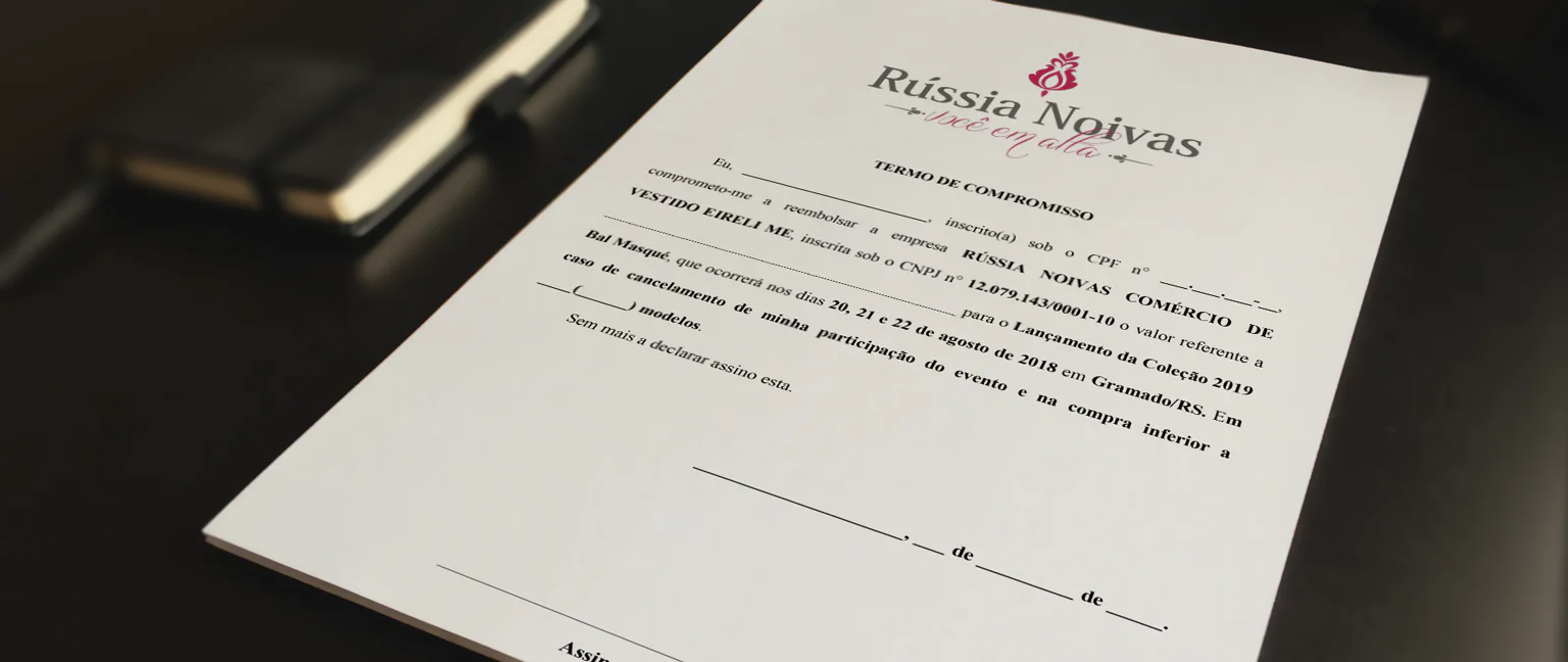termo de compromisso R&uacute;ssia Noivas